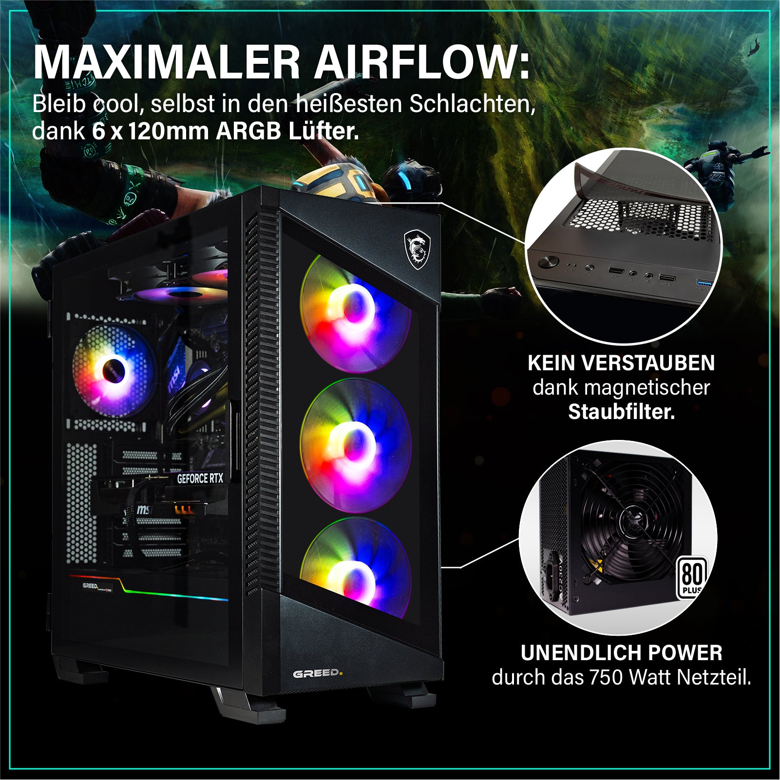 GREED® MK5 Gaming PC – AMD Ryzen™ 5 9600X, NVIDIA RTX 5070, 32GB DDR5, 1TB SSD, 4K Raytracing, RGB – Windows 11 Pro GREED® MK5 Gaming PC – AMD Ryzen™ 5 9600X, NVIDIA RTX 5070, 32GB DDR5, 1TB SSD, 4K Raytracing, RGB – Windows 11 Pro